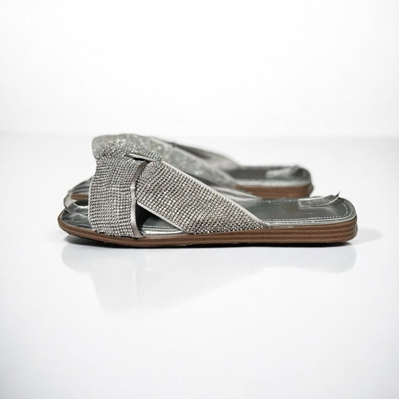 🌻NEW NWOT Sam Edelman Issie Silver Embellished Knotted Slide Sandals Size 8.5 - Picture 5 of 14